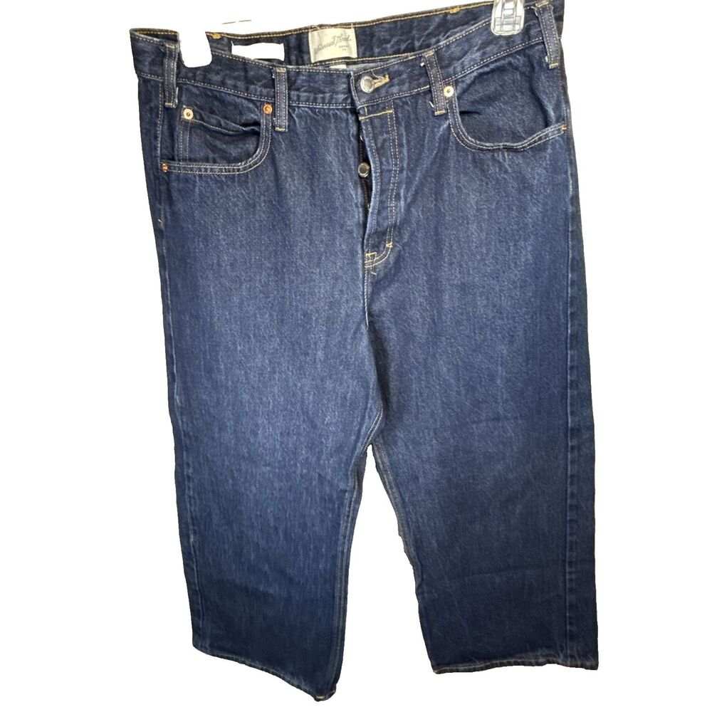 Universal Thread Mid-Rise Vintage Wide Leg Jeans Dark Wash Button Fly Indigo 14